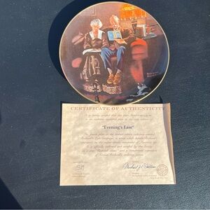 ☀️ 3/$30 Norman Rockwell Collectors Plate by Knowles “Evening’s Ease”